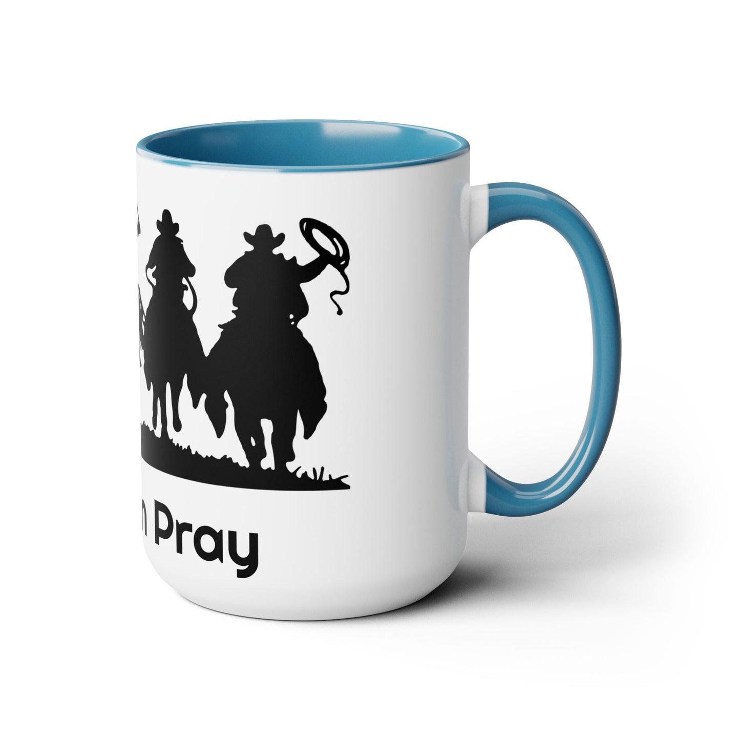 Real Men Pray - Two-Tone Coffee Mugs, Cowboys 15oz