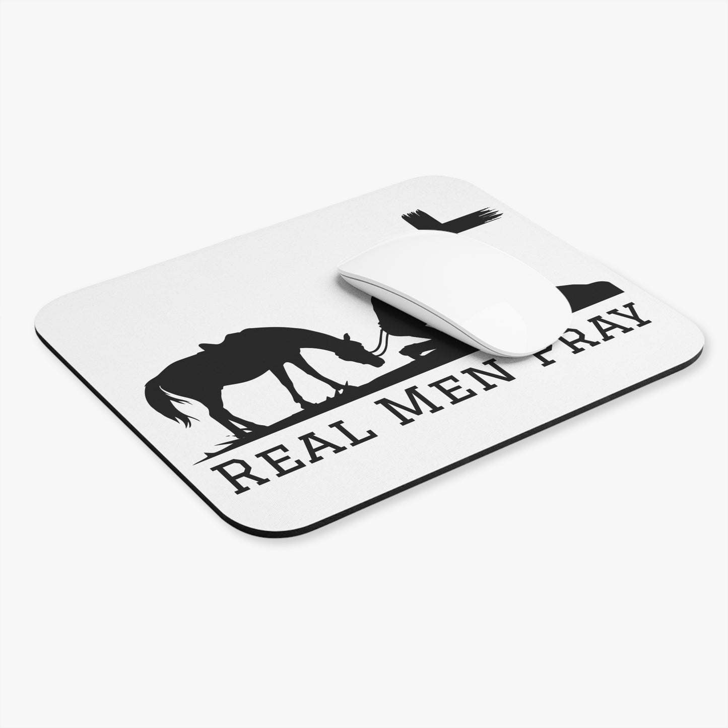 Real Men Pray Cowboy Praying Mouse Pad (Rectangle)