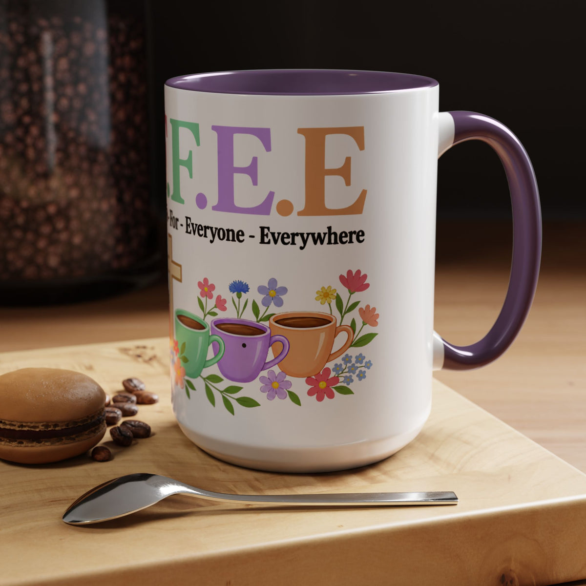 Coffee Lover Floral Graphic - C.o.f.f.e.e. (Christ - Offers - Forgiveness - For Everyone - Everywhere)  Accent Coffee Mug (11, 15oz)
