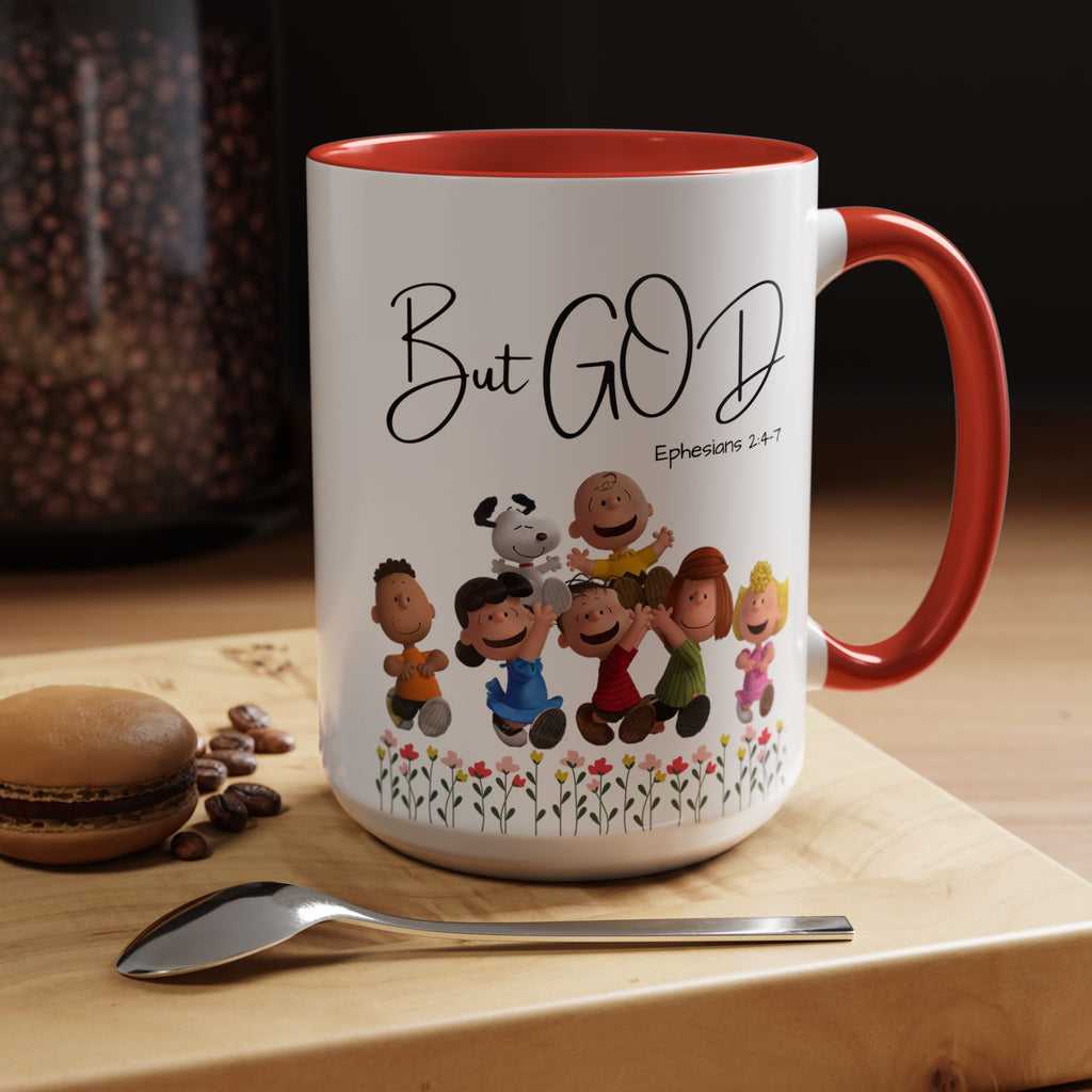 But God Scripture Coffee Mug — Genesis 50:20 Inspirational Heart Accent Mug (11/15oz)