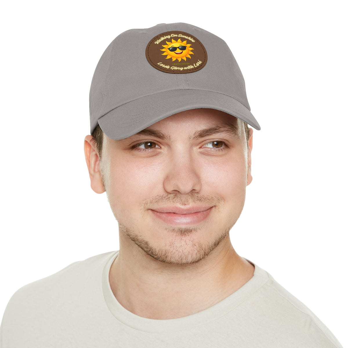 Sunshine Smiles Dad Hat — Round Leather Patch ‘Always Brighter’