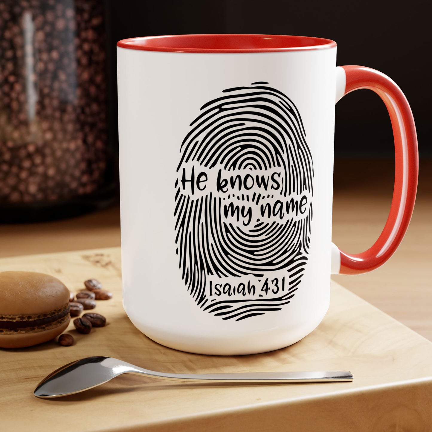 He Knows My Name - Two-Tone Coffee Mugs, 15oz