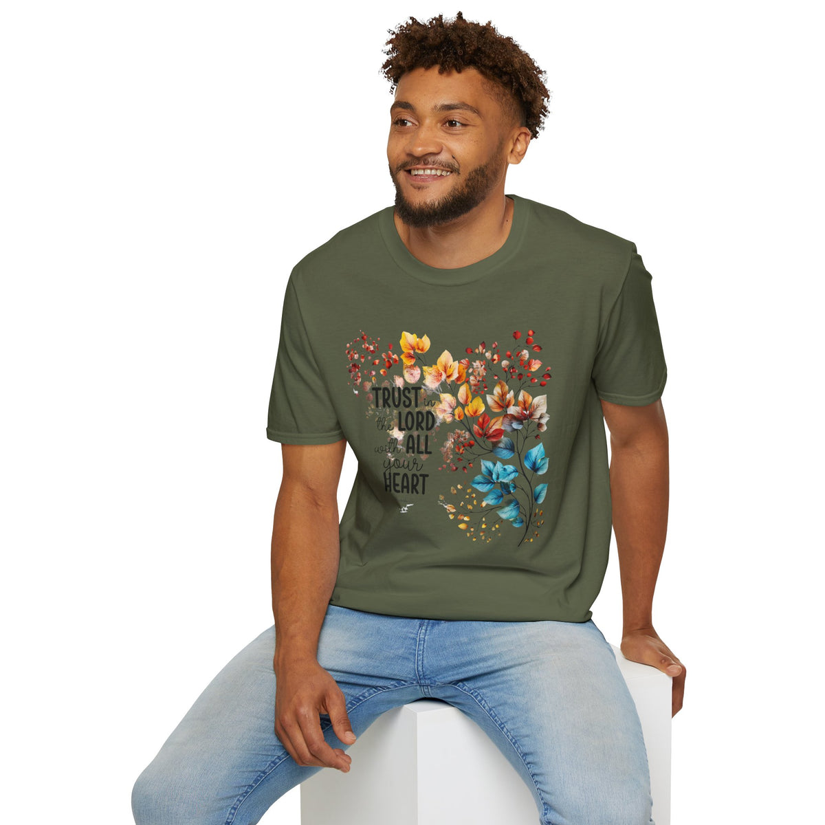 Trust the Lord with All Your Heart T-Shirt | Floral Scripture Design