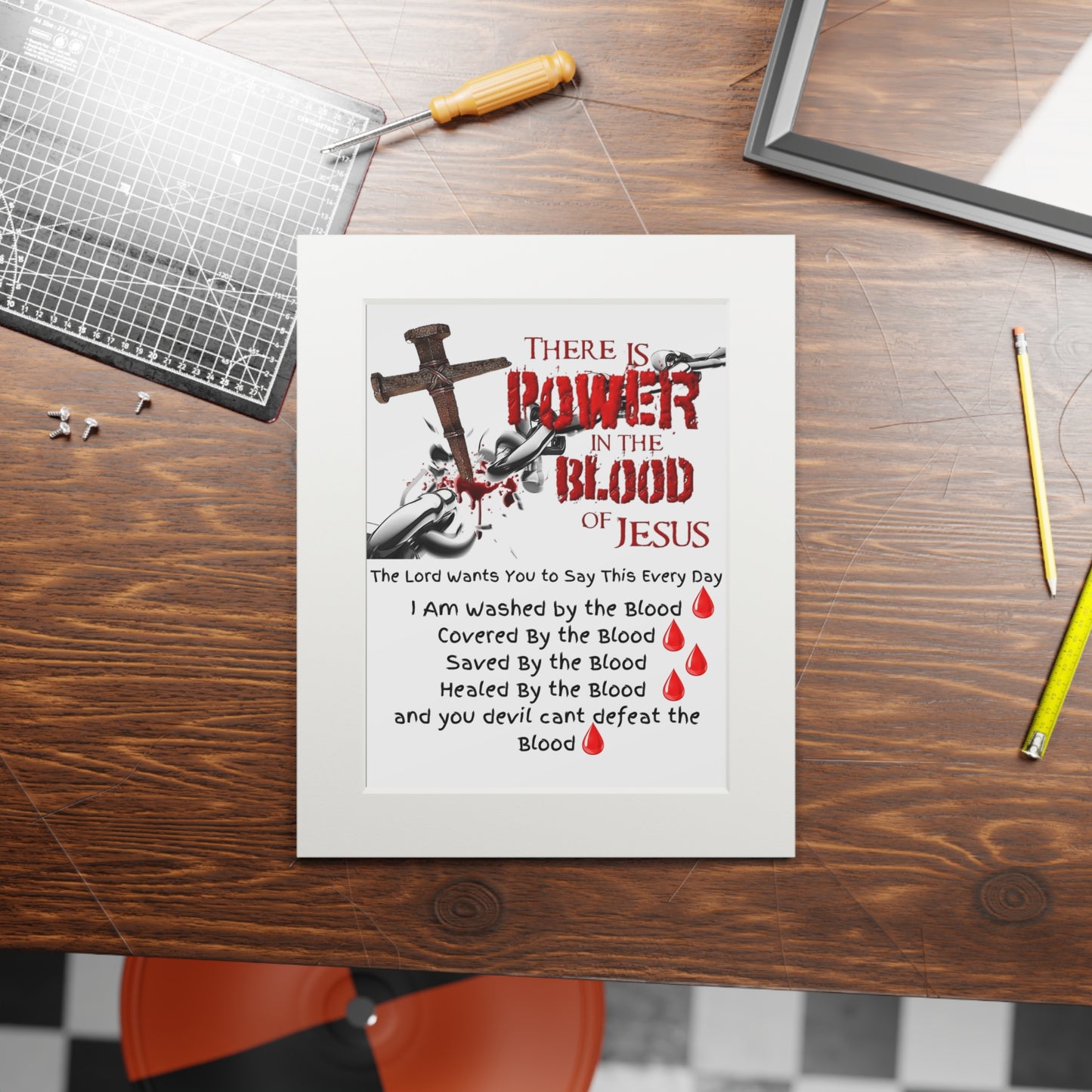 The Power of the Blood - Fine Art Prints (Passepartout Paper Frame)