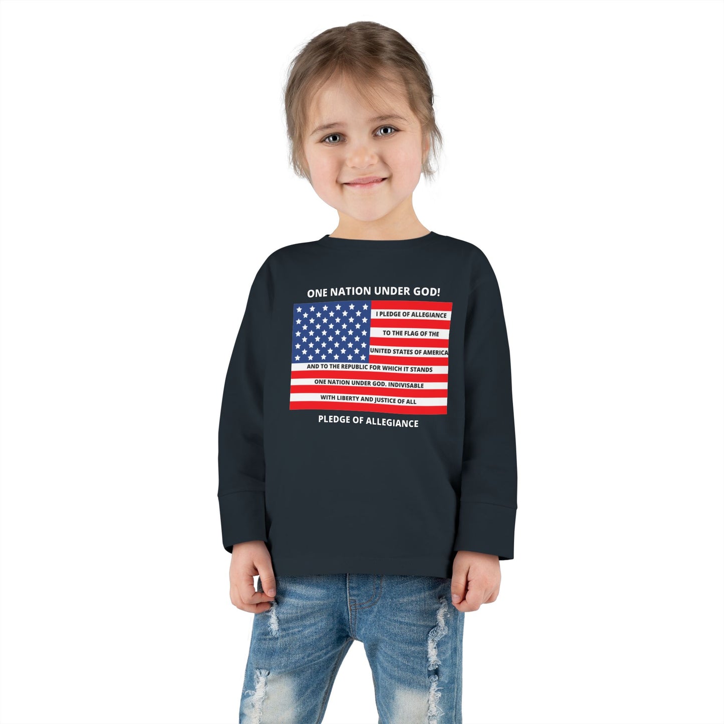 One Nation Under GOD Pledge of Allegiance Toddler Long Sleeve Tee