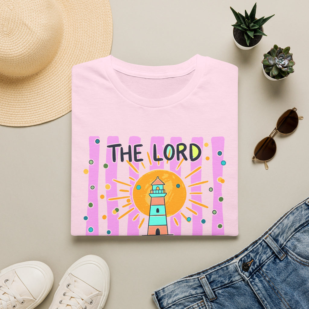 The Lord Is My Light Lighthouse Christian T-Shirt — Psalm 27:1  Inspirational Tee