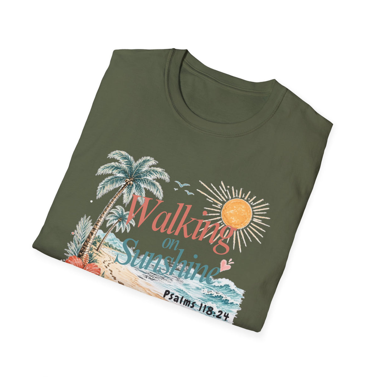 Walking on Sunshine T-Shirt — Tropical Floral Psalms 118:24 Tee