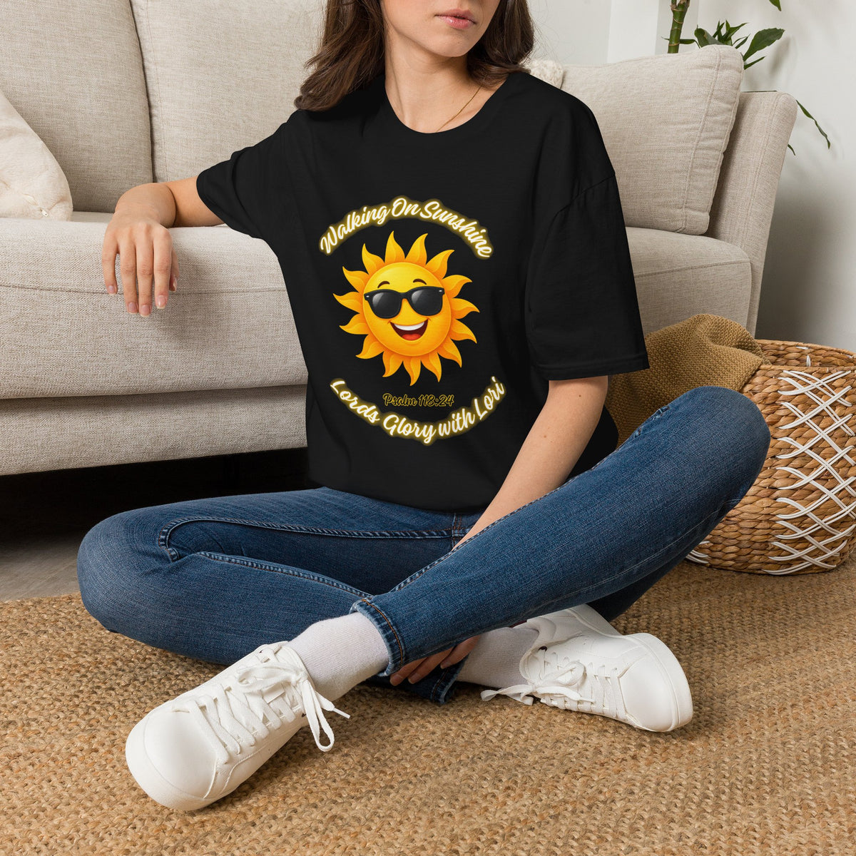 Sunshine Smiles T-Shirt — Sunglasses Sun with Psalm 118:24 Inspirational Tee