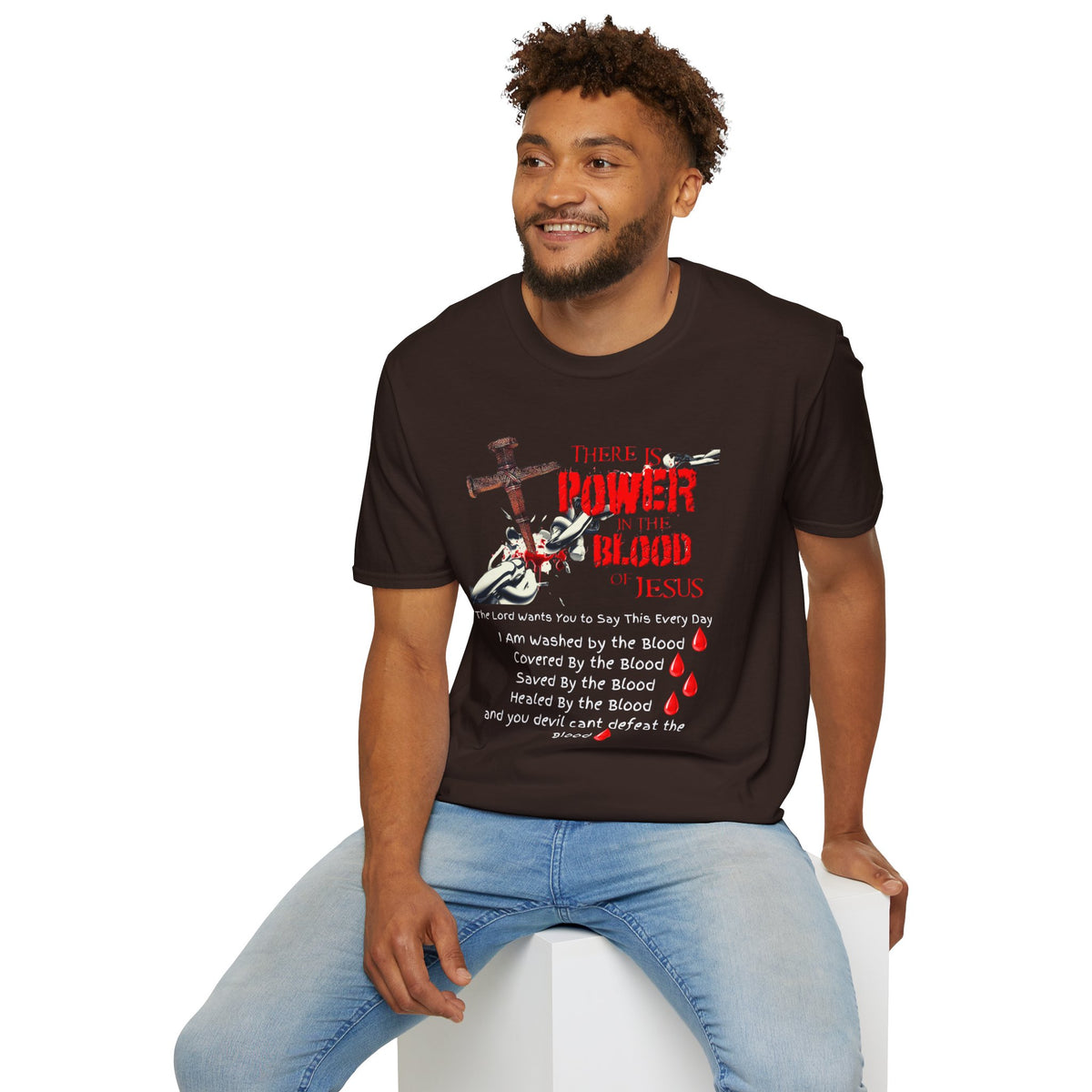 There's Power in the Blood of Jesus T-Shirt — Christian Cross Faith Shirt (Washed by the Blood)