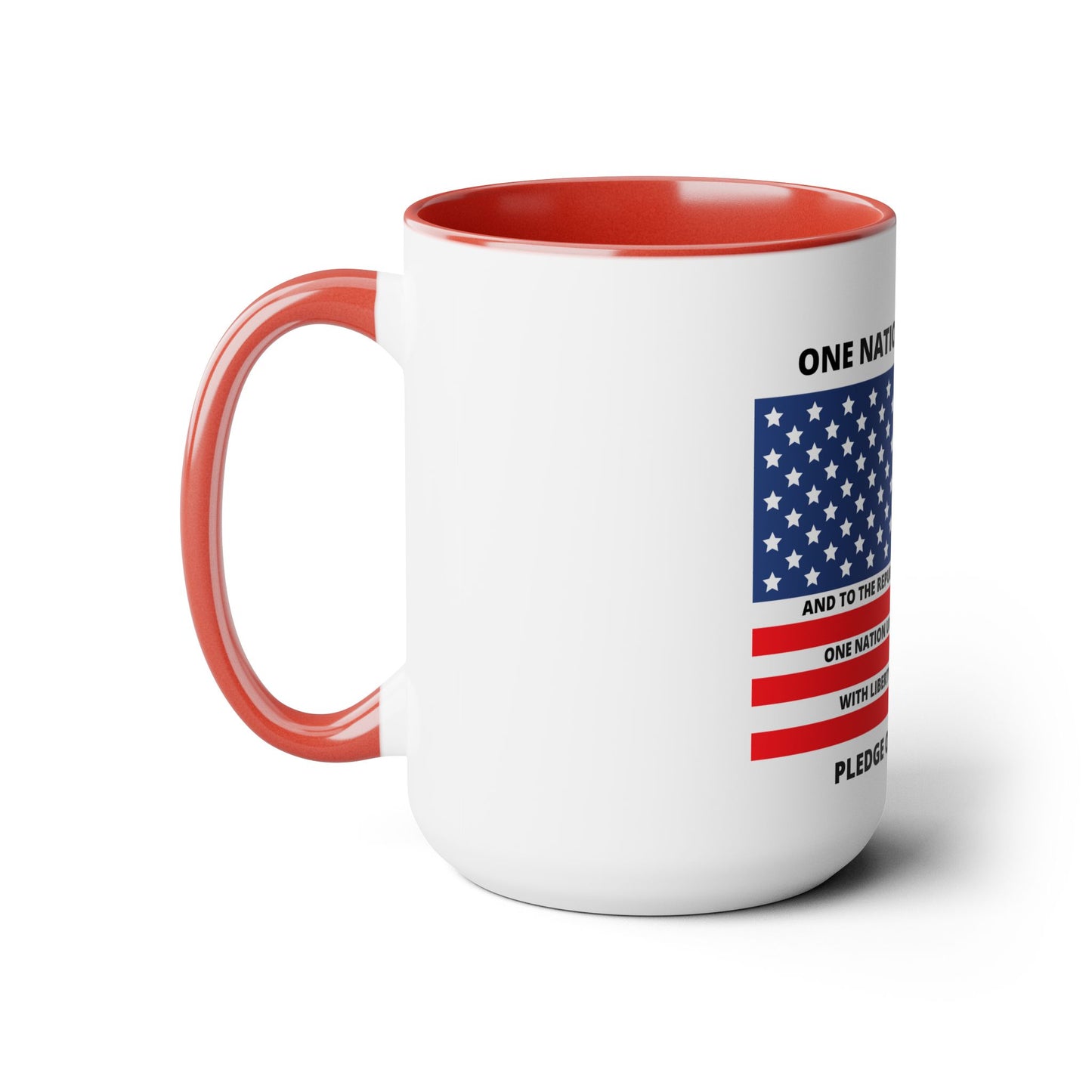 Pledge of Allegiance One Nation under GOD! Two-Tone Coffee Mugs, 15oz