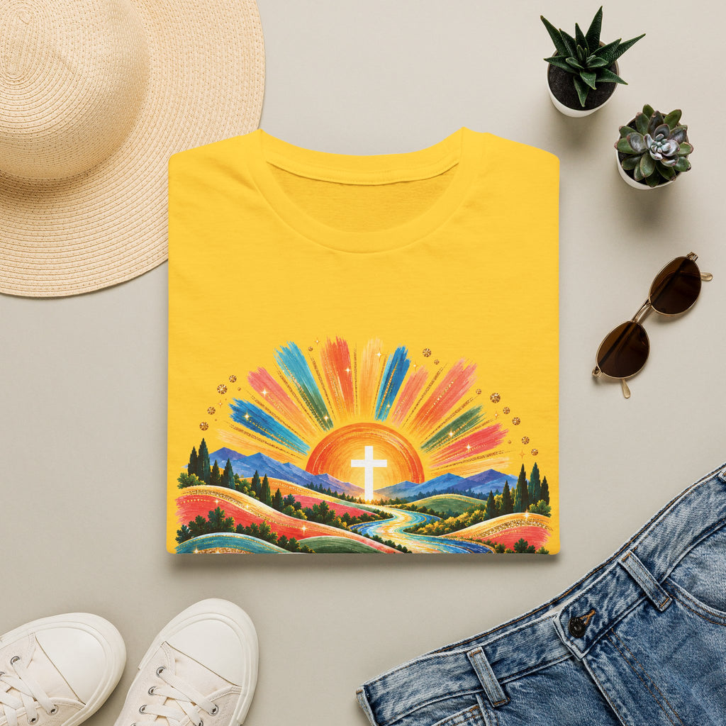 Walking On Sunshine with Lords Glory - with Lori Faith and Hope Christian Sunrise T-Shirt