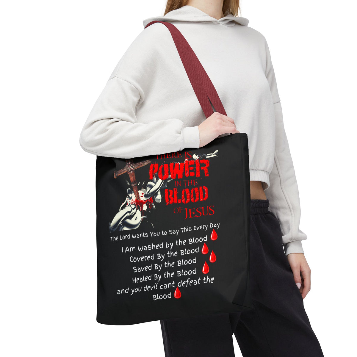 Tote — "The Power of the Blood of Jesus" Inspirational Christian Tote Bag