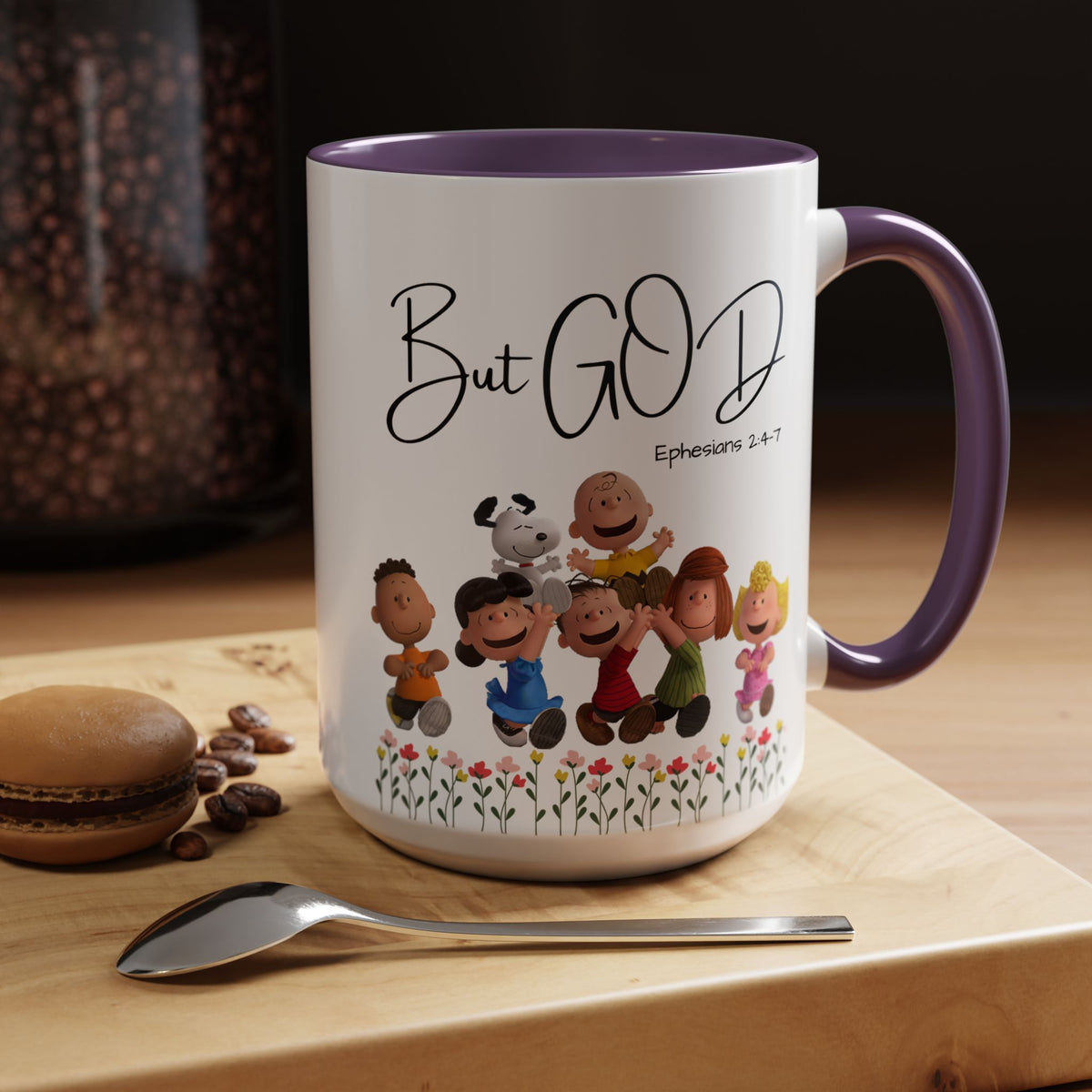 But God Scripture Coffee Mug — Genesis 50:20 Inspirational Heart Accent Mug (11/15oz)