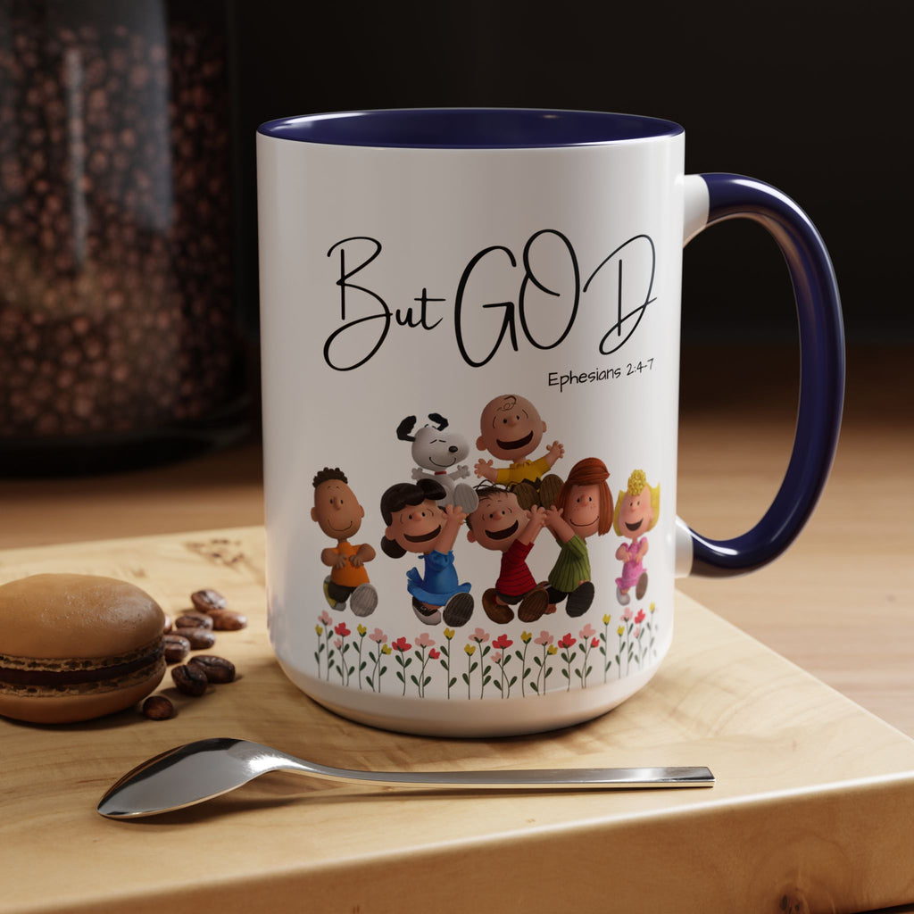 But God Scripture Coffee Mug — Genesis 50:20 Inspirational Heart Accent Mug (11/15oz)