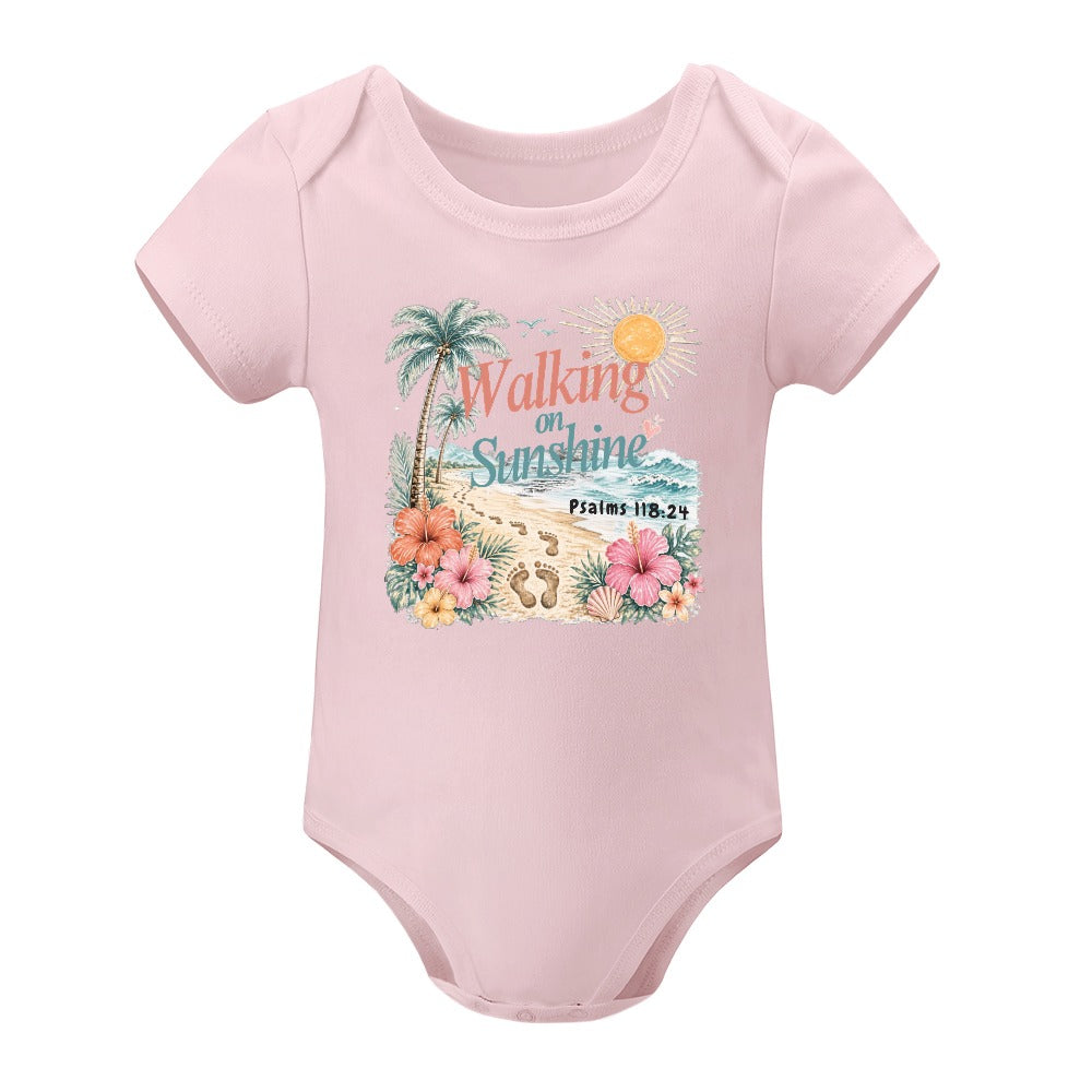 Walking on Sunshine Light Pink Short -Sleeve Baby's Bodysuit