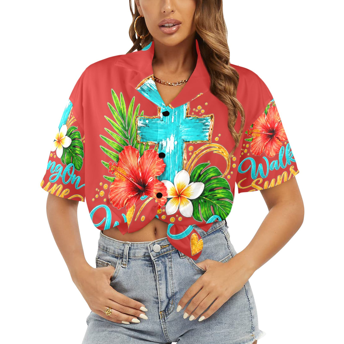 Women's All Over Print Hawaiian Shirt （Made in USA，Ships to USA Only）