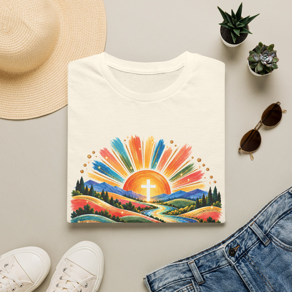 Walking On Sunshine with Lords Glory - with Lori Faith and Hope Christian Sunrise T-Shirt