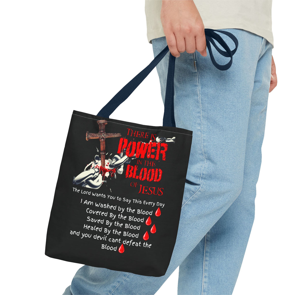 Tote — "The Power of the Blood of Jesus" Inspirational Christian Tote Bag