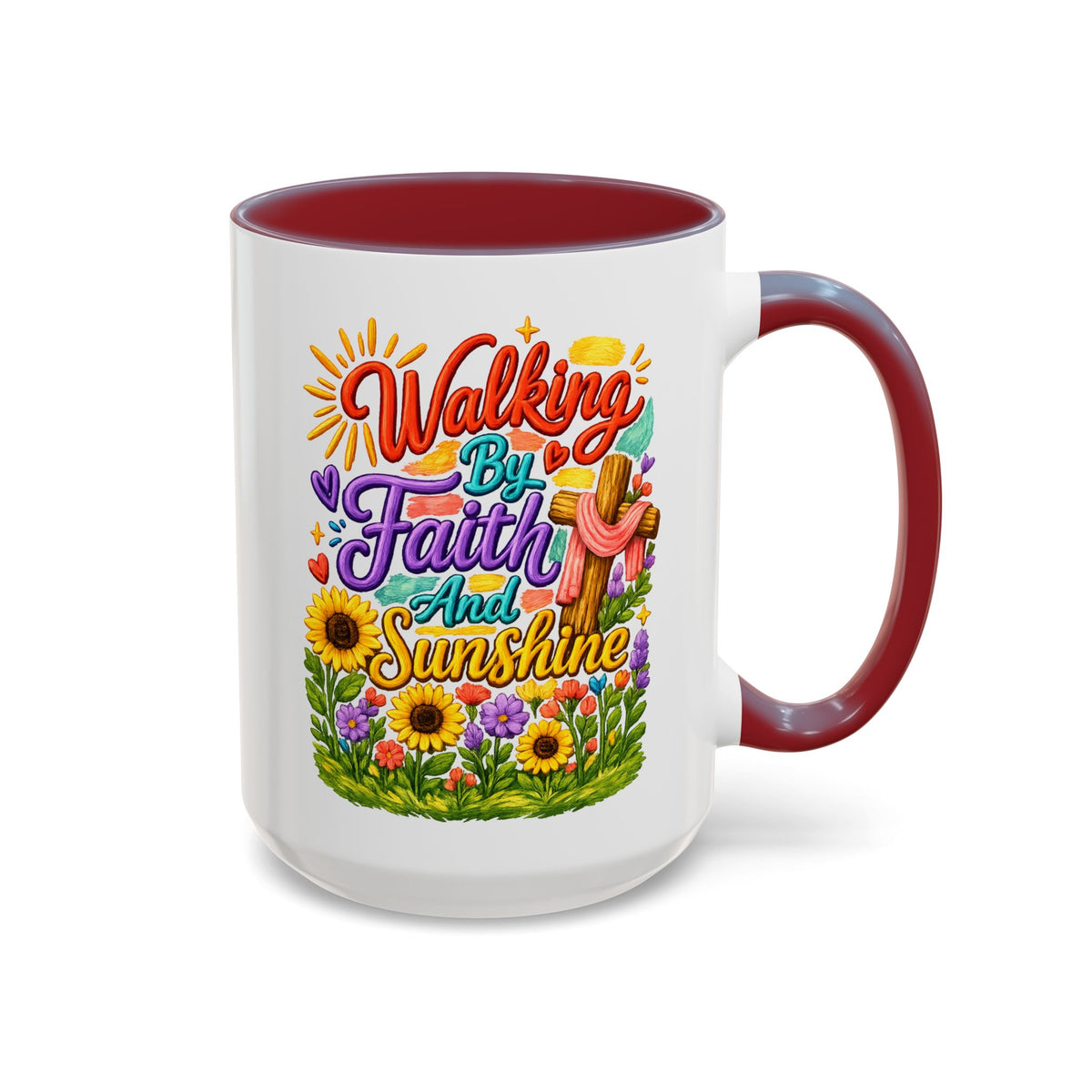 Walking by Faith and Sunshine Inspirational Coffee Mug