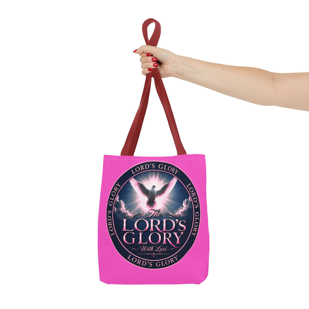 Religious Tote Bag - "The Lord's Glory with Lori" Pink All-Over-Print Christian Tote