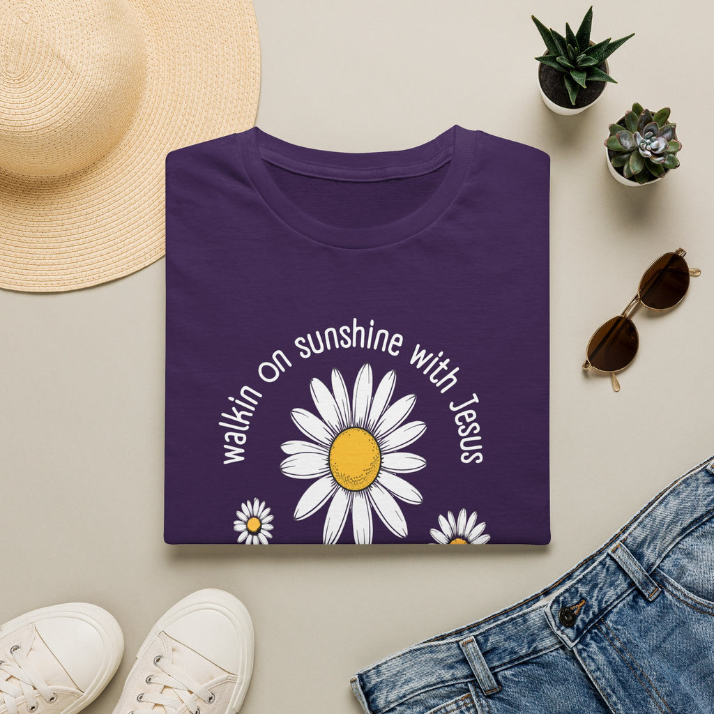 Be the Sunshine Daisy T-Shirt — "Walkin' on Sunshine with Jesus" Christian Tee (Psalm 118:24)