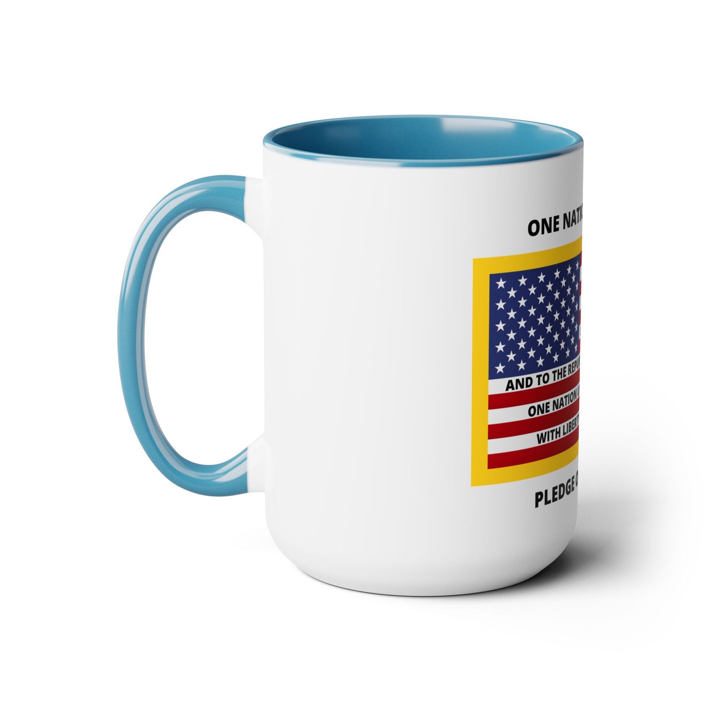 Pledge of Allegiance One Nation Under GOD! Two-Tone Coffee Mugs, 15oz