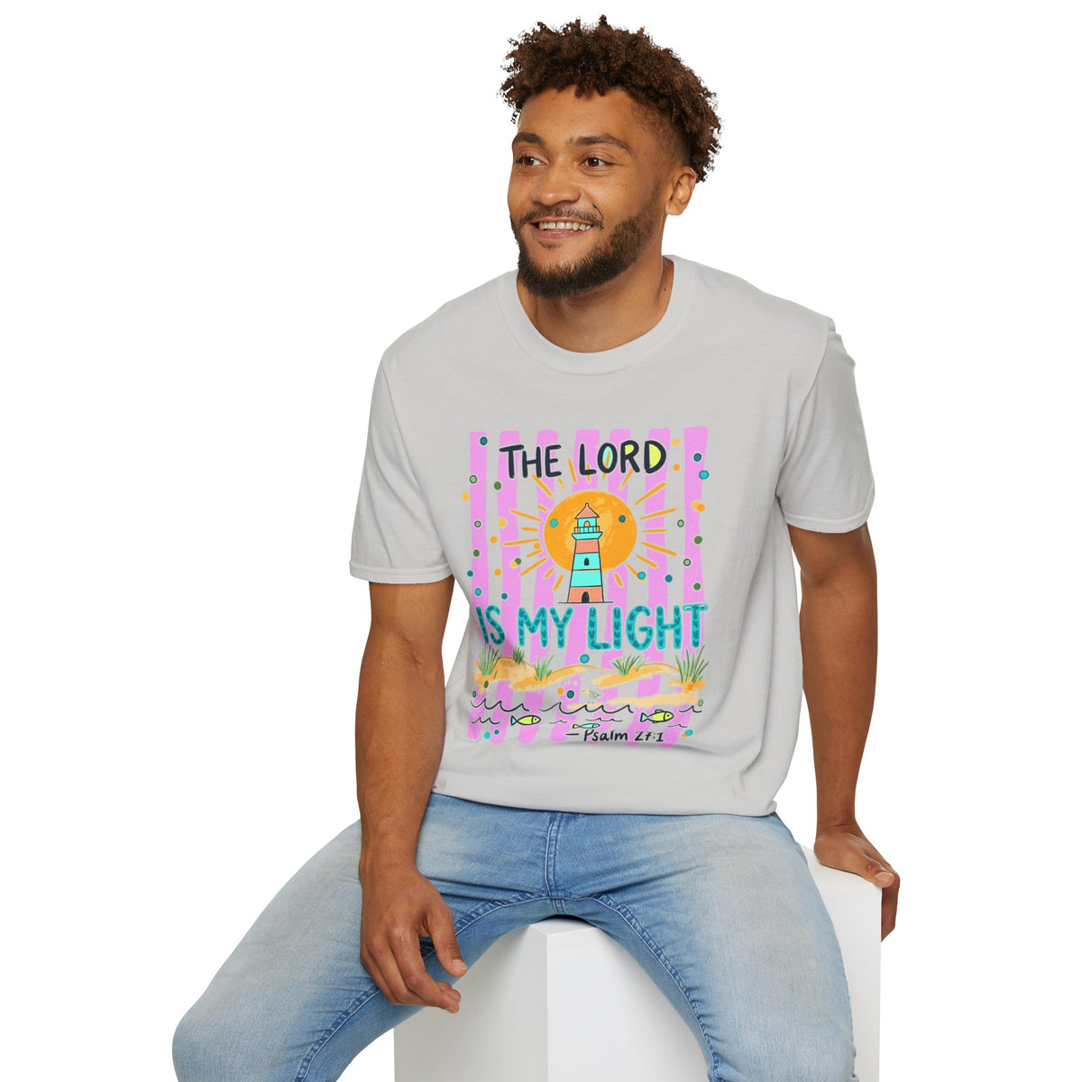 The Lord Is My Light Lighthouse Christian T-Shirt — Psalm 27:1  Inspirational Tee