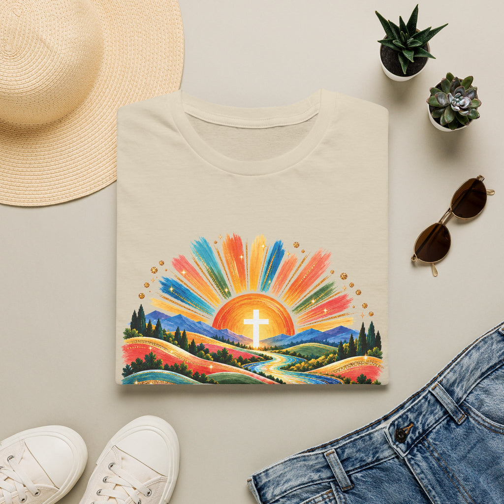 Walking On Sunshine with Lords Glory - with Lori Faith and Hope Christian Sunrise T-Shirt
