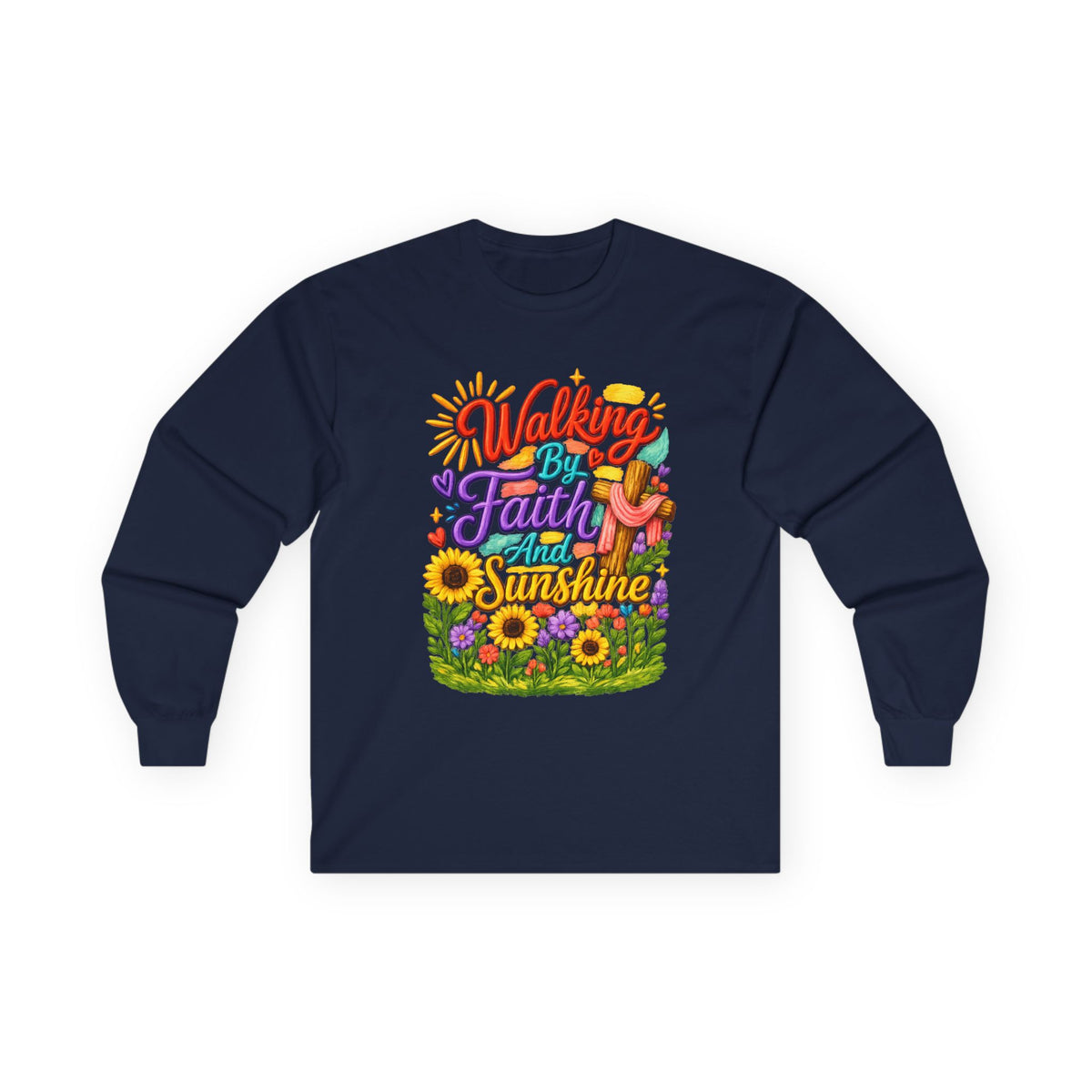 “Walking on Faith and Sunshine” Floral Long Sleeve Tee