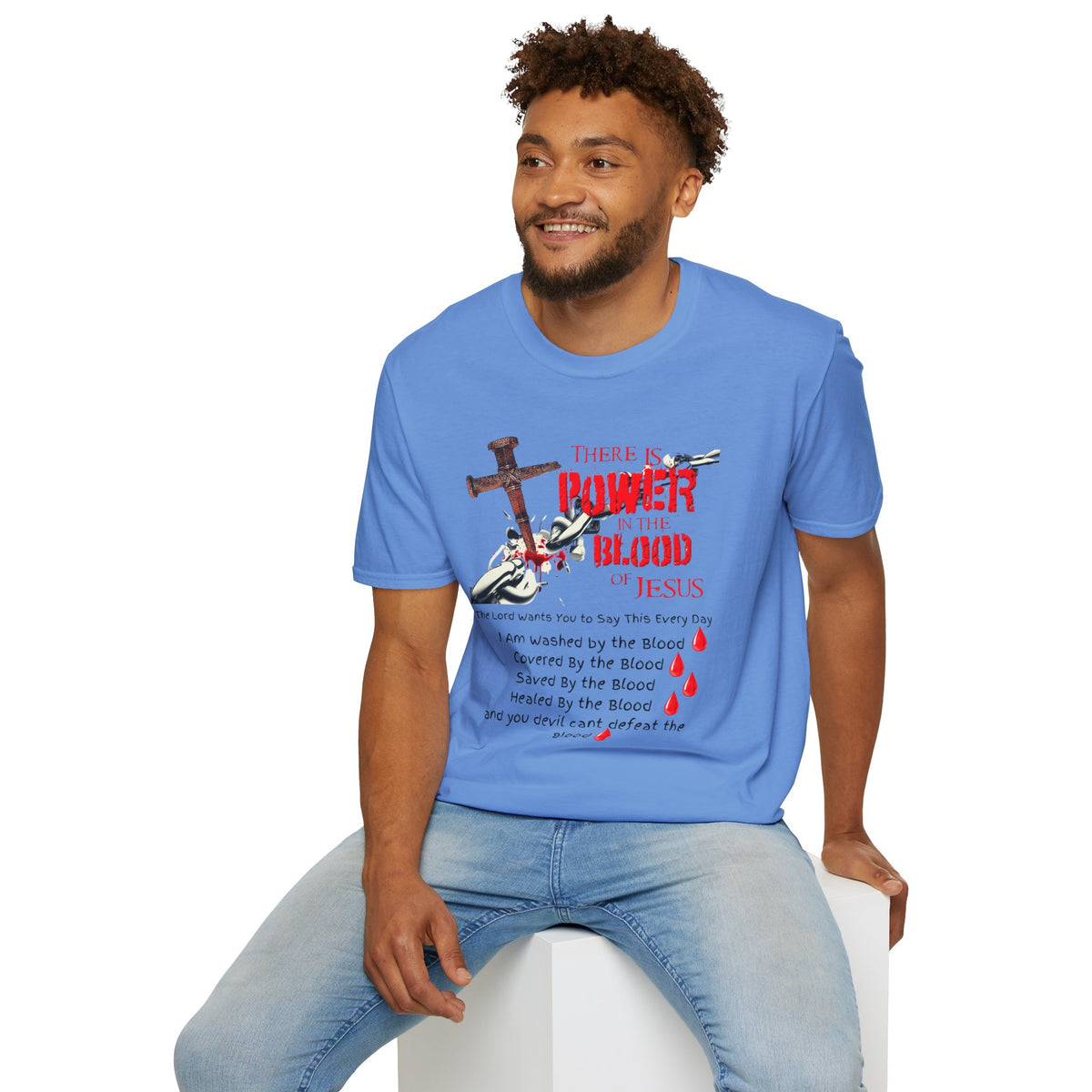 Jesus Blood Cross T-Shirt — "There Is Power In The Blood of Jesus" Christian Tee