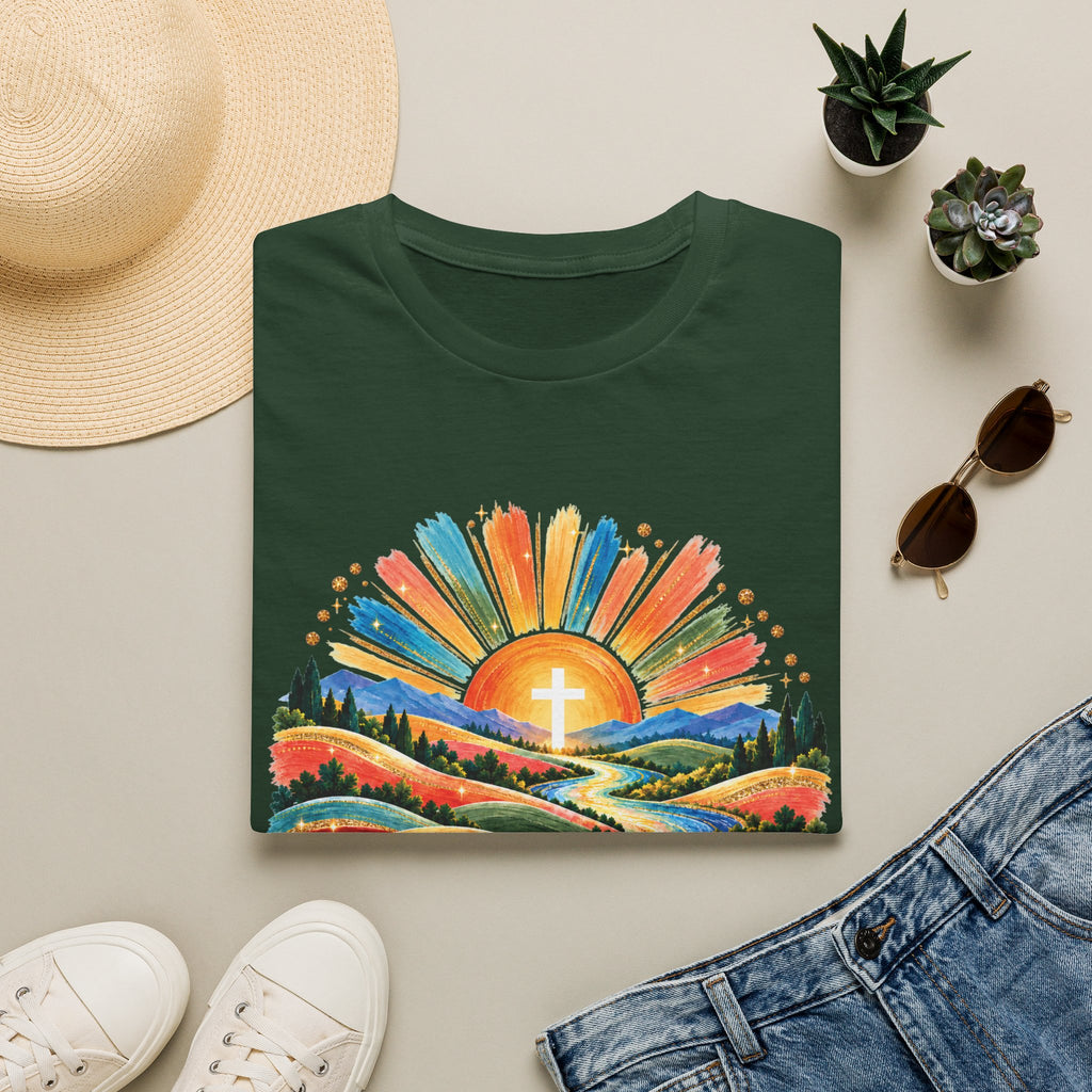Walking On Sunshine with Lords Glory - with Lori Faith and Hope Christian Sunrise T-Shirt