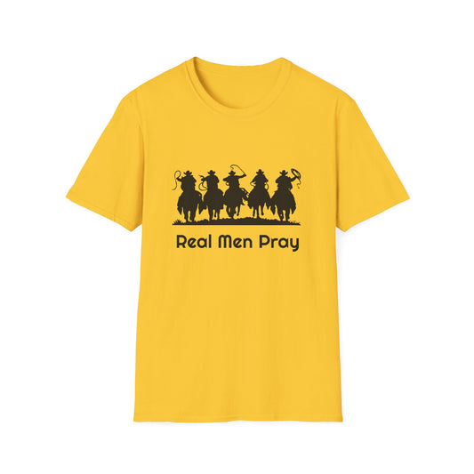 Real Men Pray - Cowboys - Unisex Softstyle T-Shirt