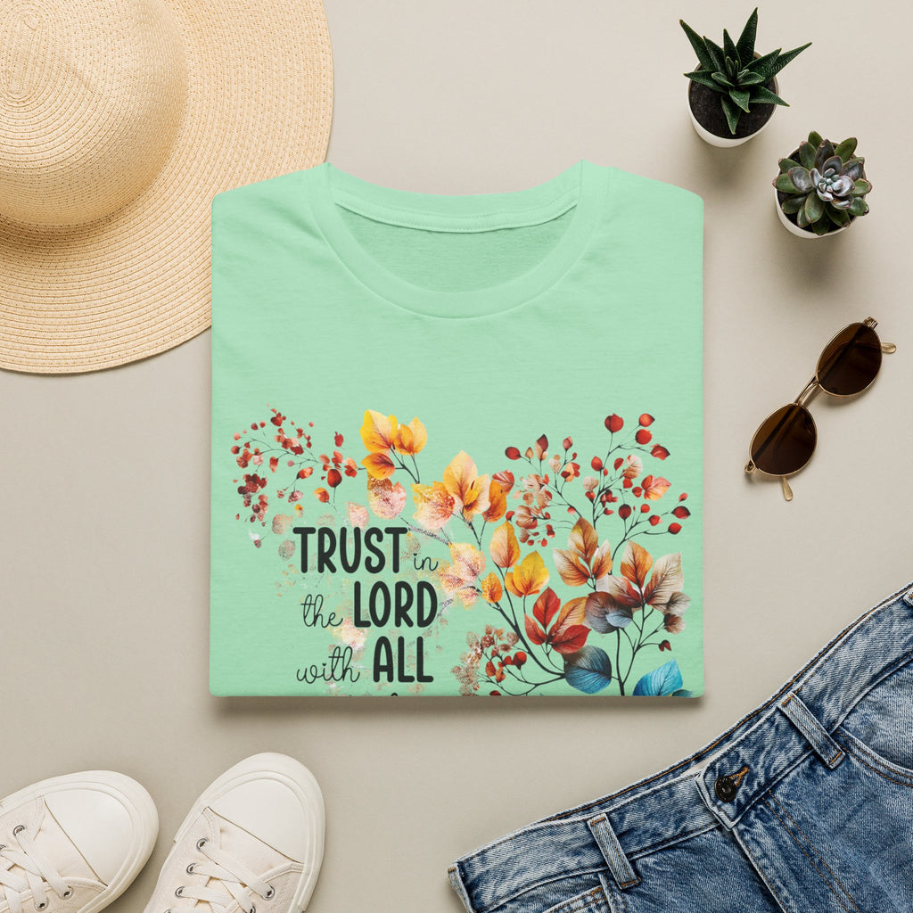 Trust the Lord with All Your Heart T-Shirt | Floral Scripture Design