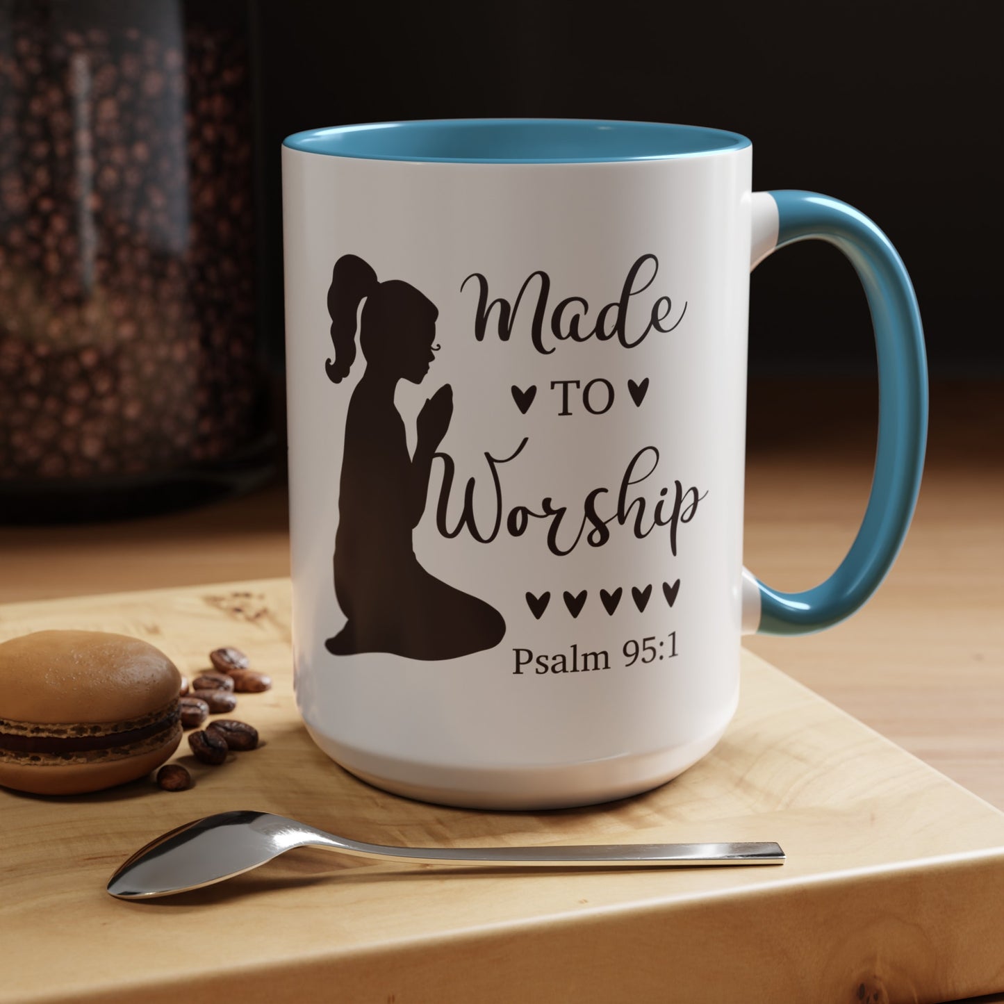 MADE TO WORSHIP - Psalm 95:1 5 Colors Accent Coffee Mug, 11oz