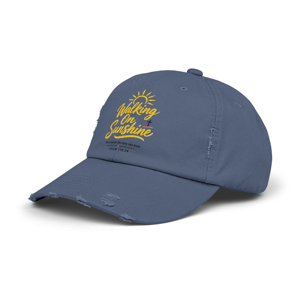 Walking on Sunshine Distressed Cap – Christian Sunshine Baseball Hat (Psalm 118:24)