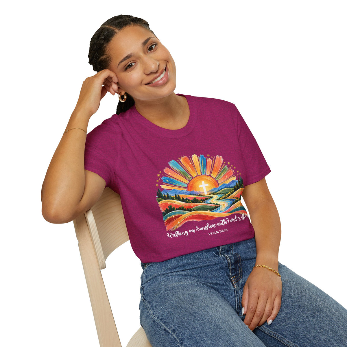 Walking On Sunshine with Lords Glory - with Lori Faith and Hope Christian Sunrise T-Shirt