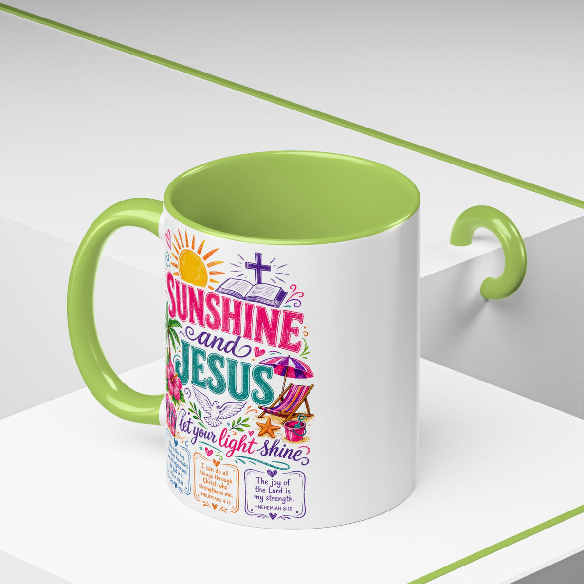 Sunshine and Jesus Coffee Mug — Faith-Inspired Beach Vibe Accent Mug (11/15oz)