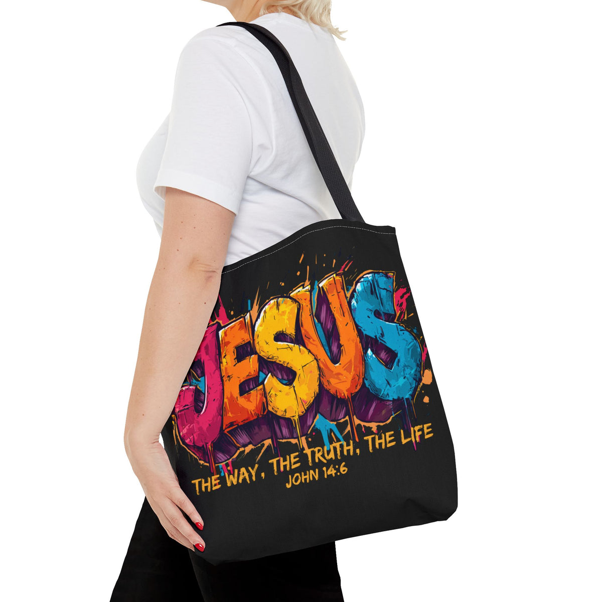 Jesus Graffiti Tote Bag | The Way The Truth The Life John 14:6