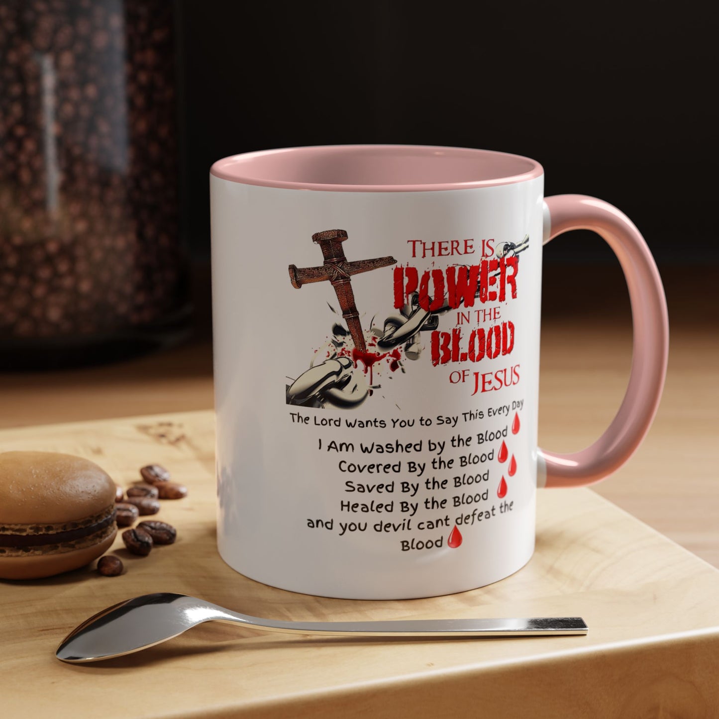 The Power of the Blood of Jesus Accent Coffee Mug (11, 15oz)