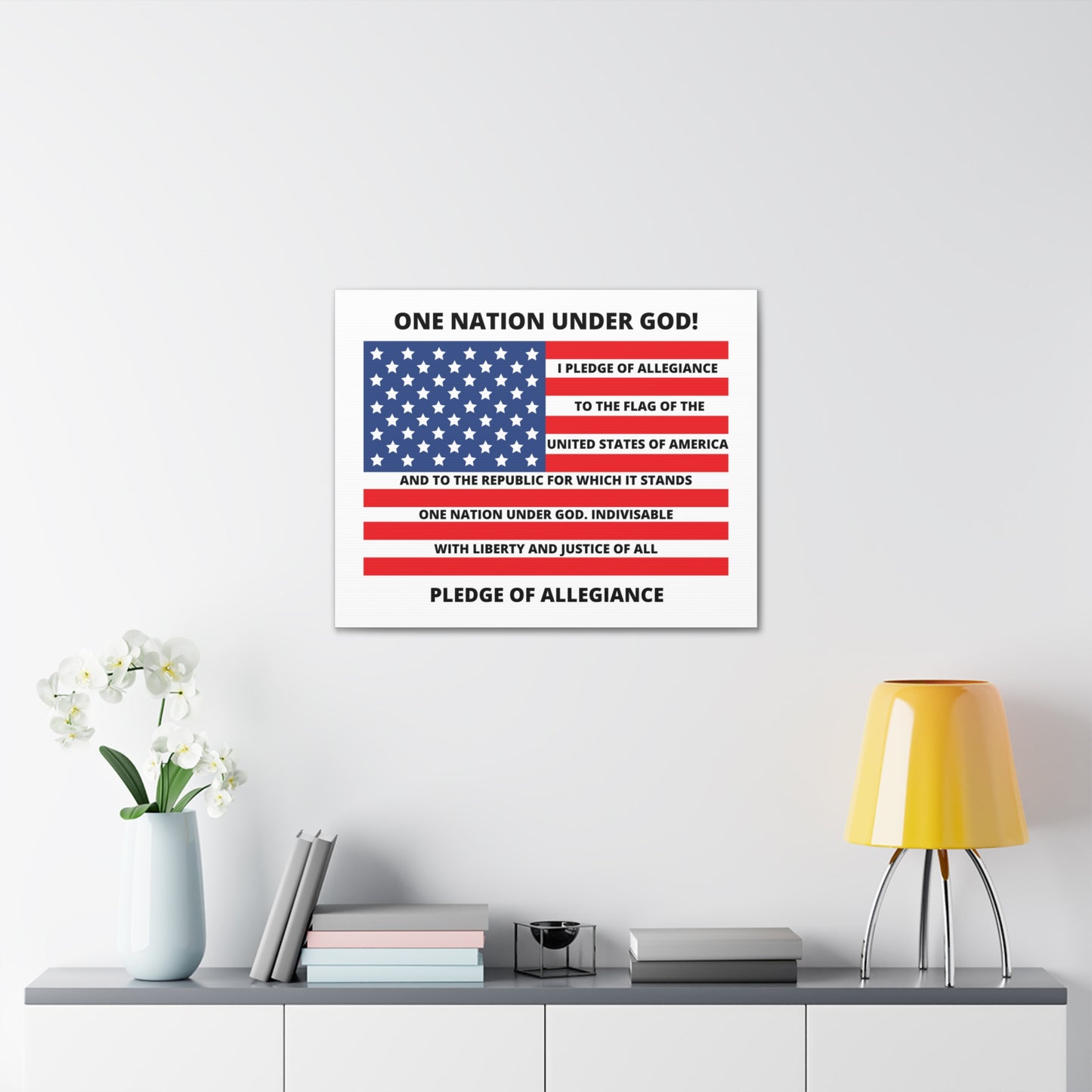 One Nation Under GOD Pledge of Allegiance Canvas Gallery Wraps