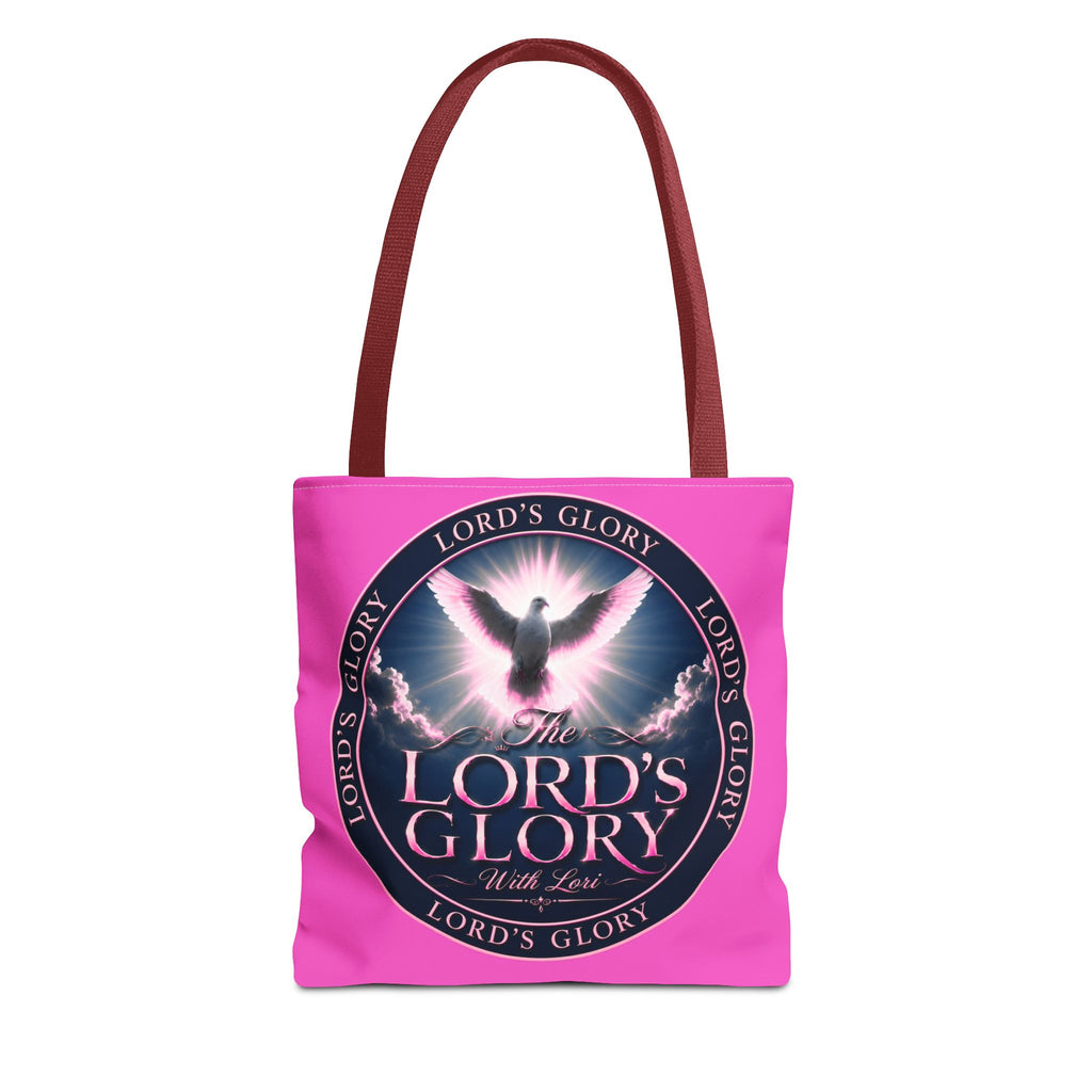 Religious Tote Bag - "The Lord's Glory with Lori" Pink All-Over-Print Christian Tote