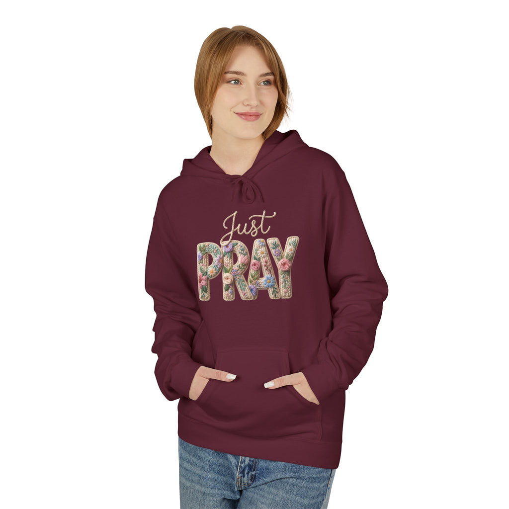 Just Pray floral letters Hoodie | Faith Christian sweatshirt design