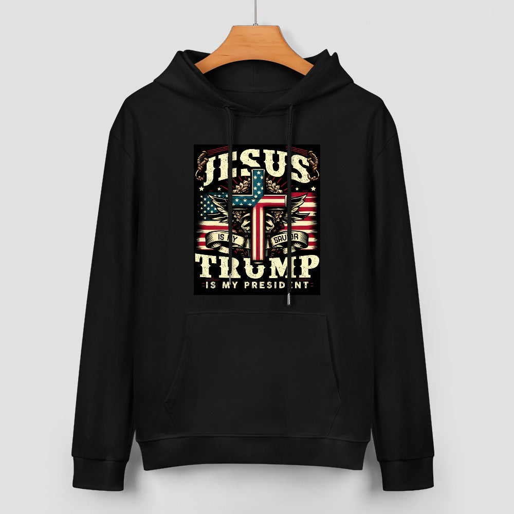 Jesus is My Savior Trump is my President New Pure cotton hooded sweater Free Shipping