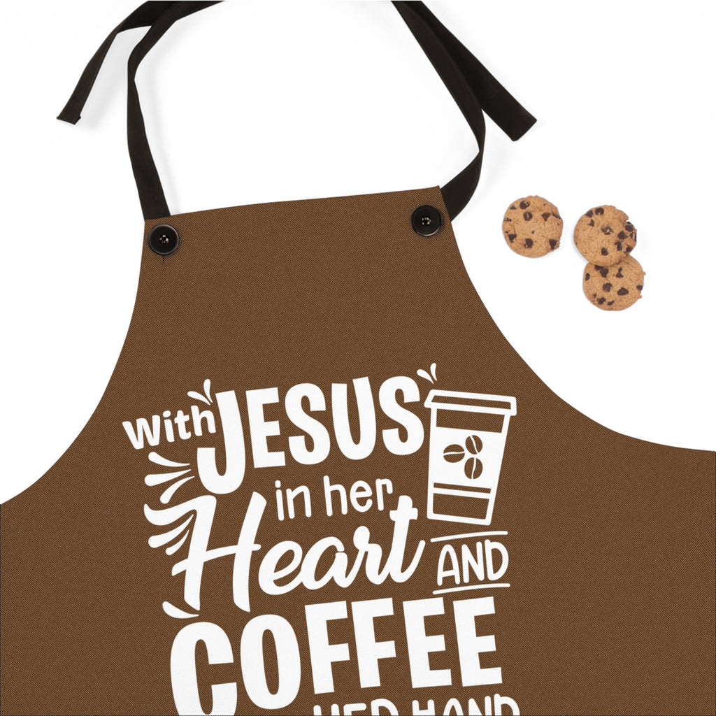 Christian Apron, JESUS and Coffee - Apron Brown, Religious Cooking Gift, Kitchen Accessory, Cooking Apron, Christian Chef Gift, Coffee Lover