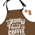 Christian Apron, JESUS and Coffee - Apron Brown, Religious Cooking Gift, Kitchen Accessory, Cooking Apron, Christian Chef Gift, Coffee Lover