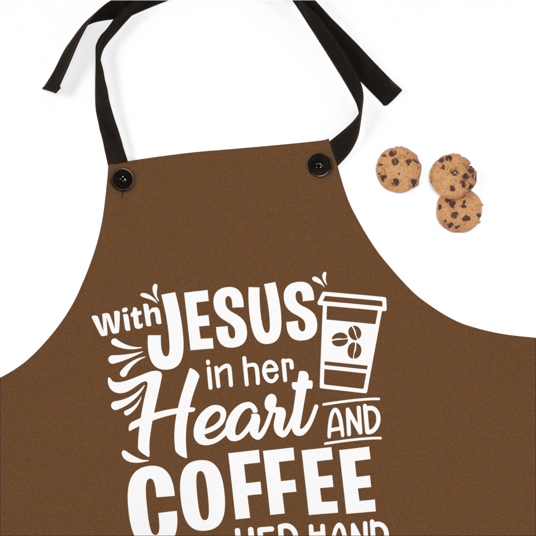 Christian Apron, JESUS and Coffee - Apron Brown, Religious Cooking Gift, Kitchen Accessory, Cooking Apron, Christian Chef Gift, Coffee Lover