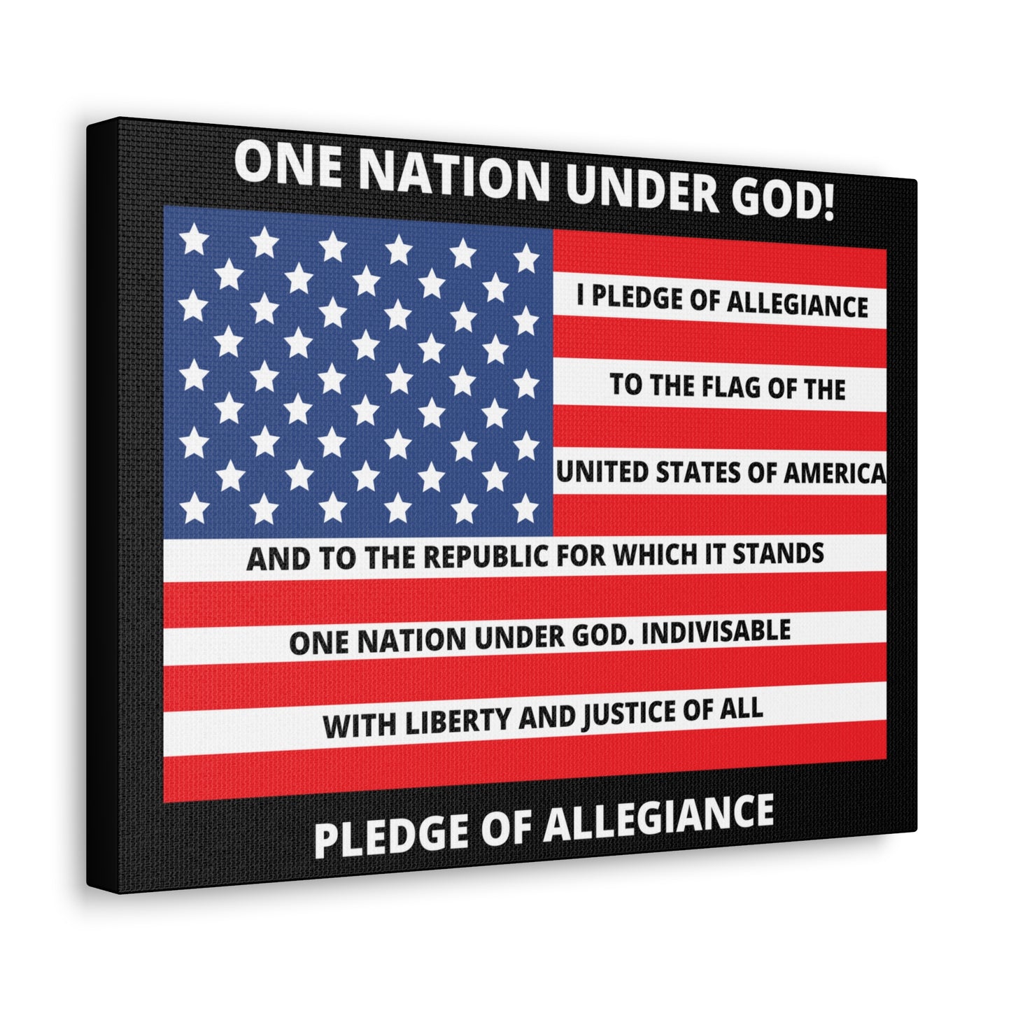 One Nation Under GOD Pledge of Allegiance Canvas Gallery Wraps