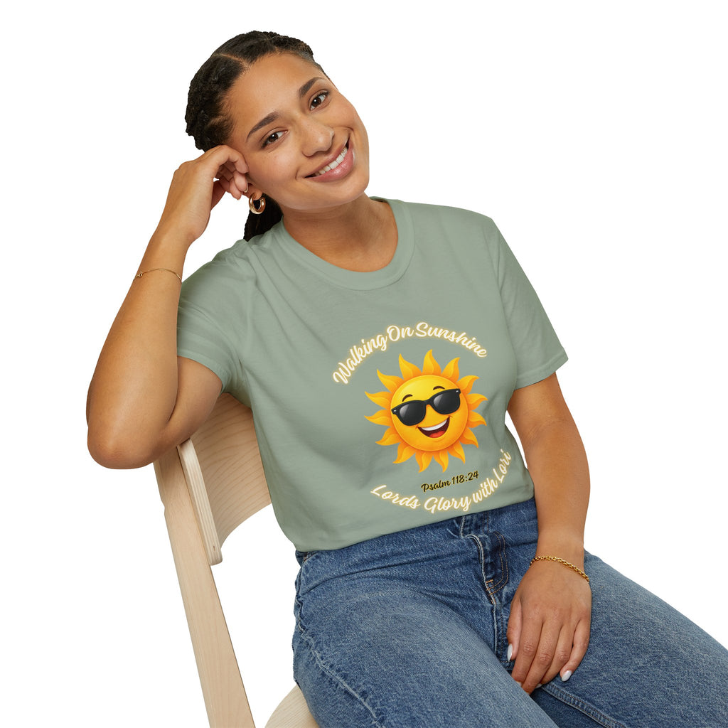 Sunshine Smiles T-Shirt — Sunglasses Sun with Psalm 118:24 Inspirational Tee