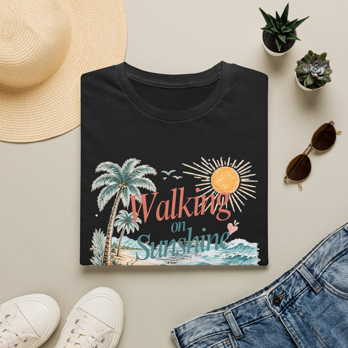 Walking on Sunshine T-Shirt — Tropical Floral Psalms 118:24 Tee