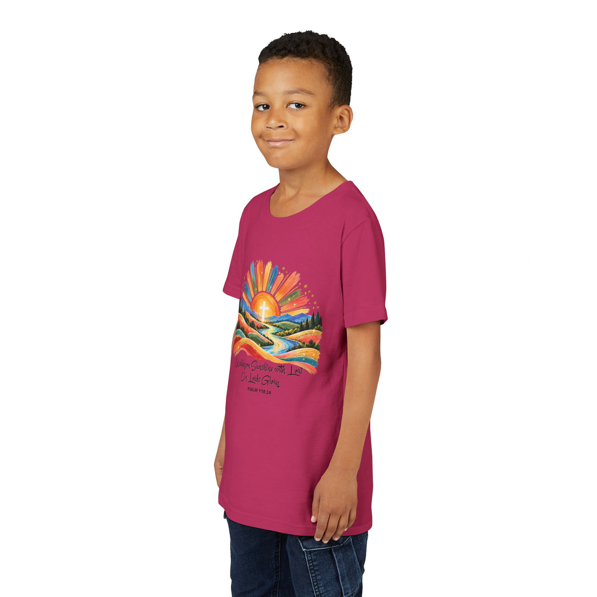 Youth Short Sleeve Tee – Walking On Sunshine with Lords Glory Design